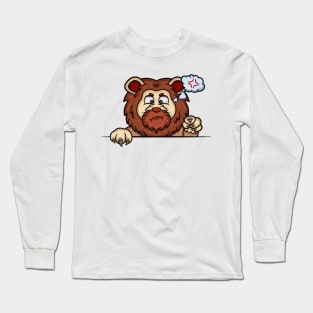 Lion Cartoon With Angry Face Expression Long Sleeve T-Shirt